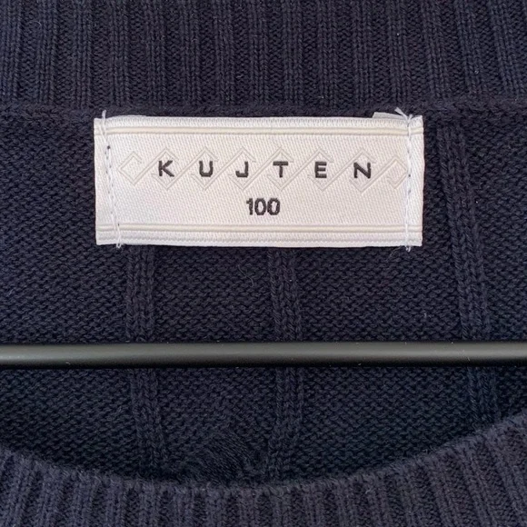 🇫🇷 Kujten 100% Cashmere Navy Cable Knit Short Sleeve Sweater - Picture 6 of 9